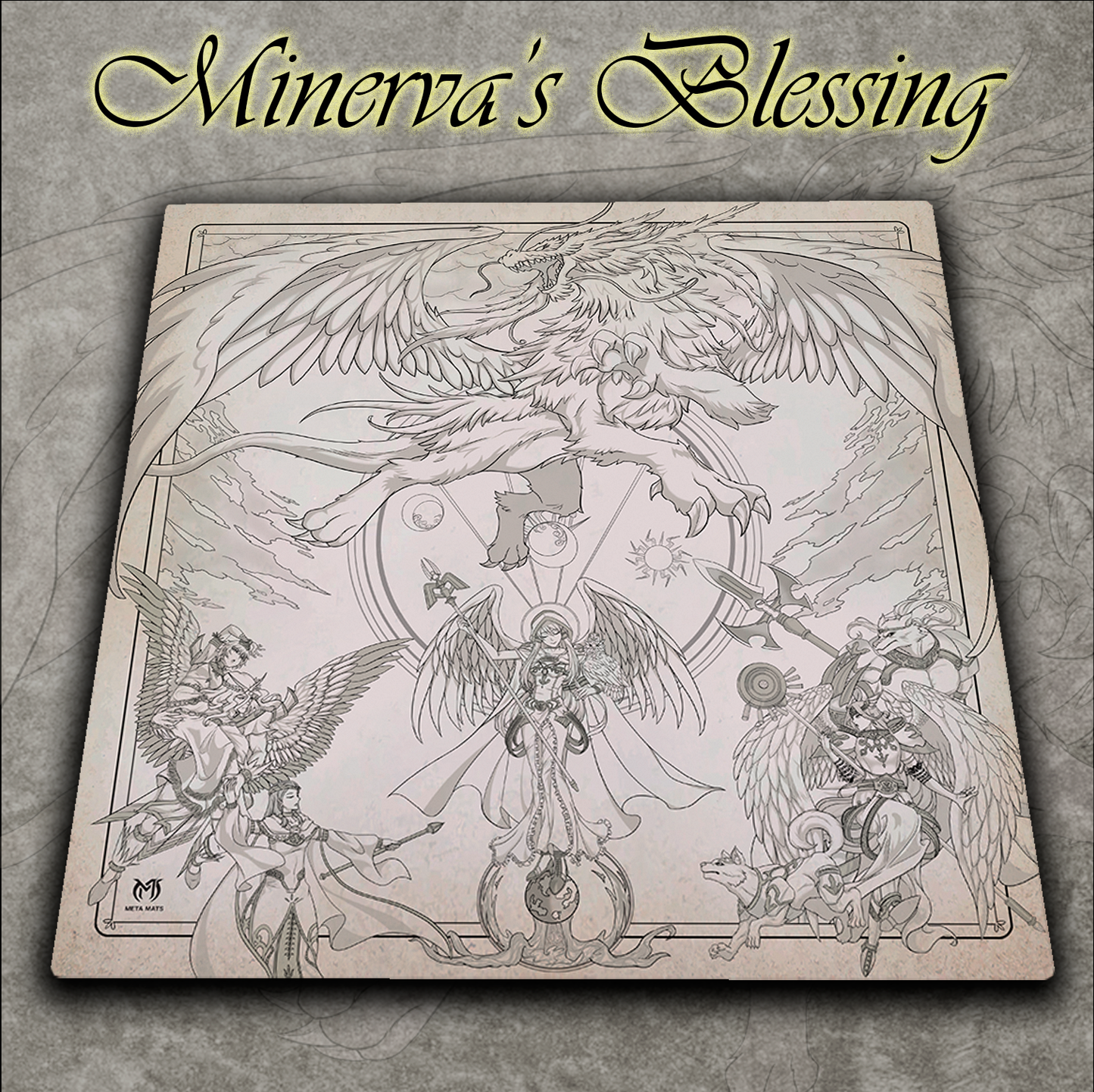 Minerva’s Blessing — Prestige Two-Player Playmat (25" × 25") LIMITED