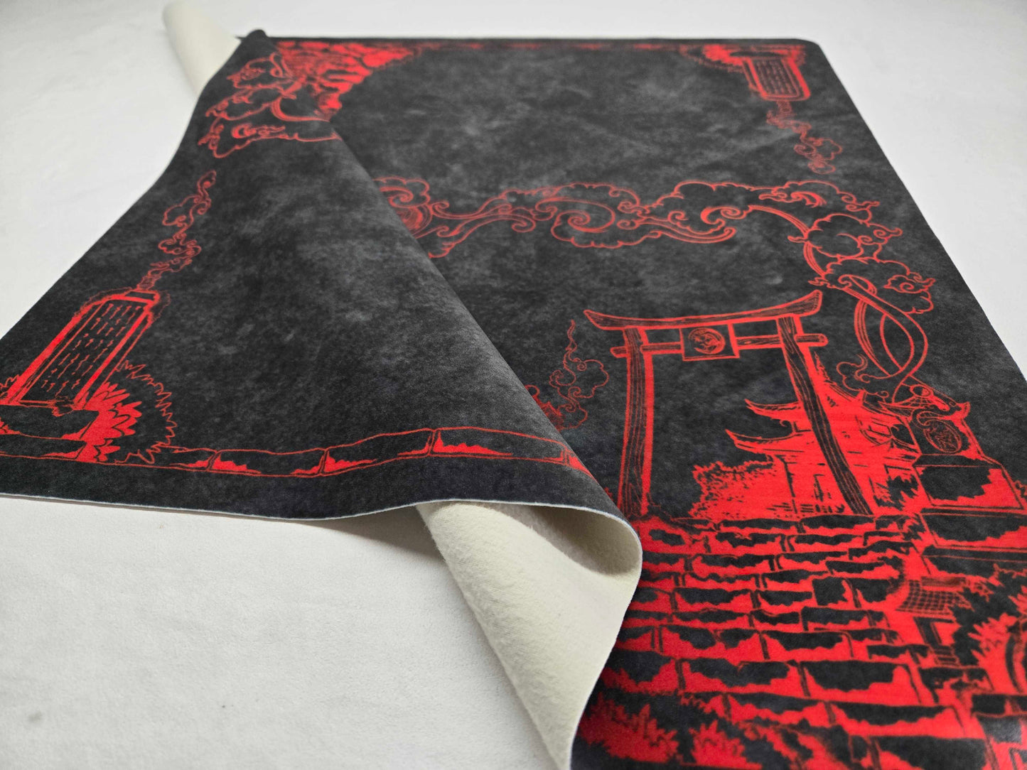 The Shrine — Crimson Omen | Prestige Two-Player Playmat (25" × 25")