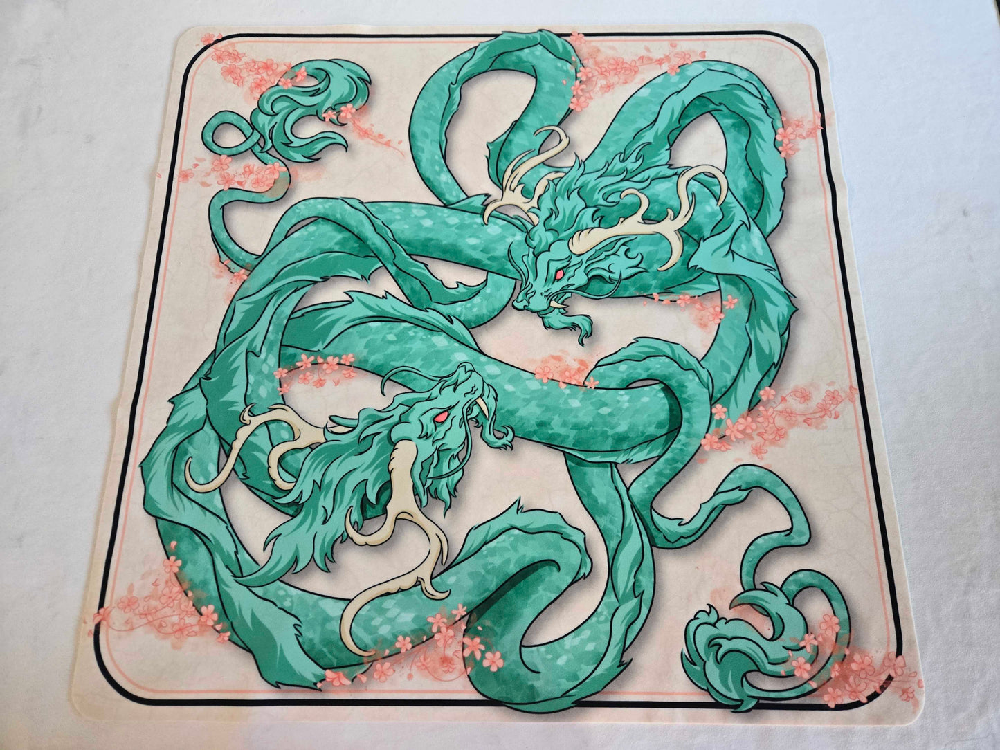 Jade Twin Sovereigns — Prestige Two-Player Playmat (25″ × 25″)