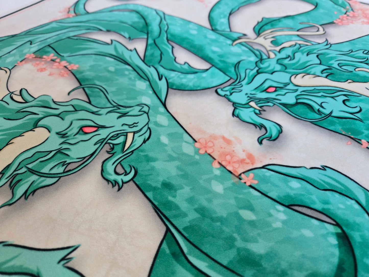 Jade Twin Sovereigns — Prestige Two-Player Playmat (25″ × 25″)