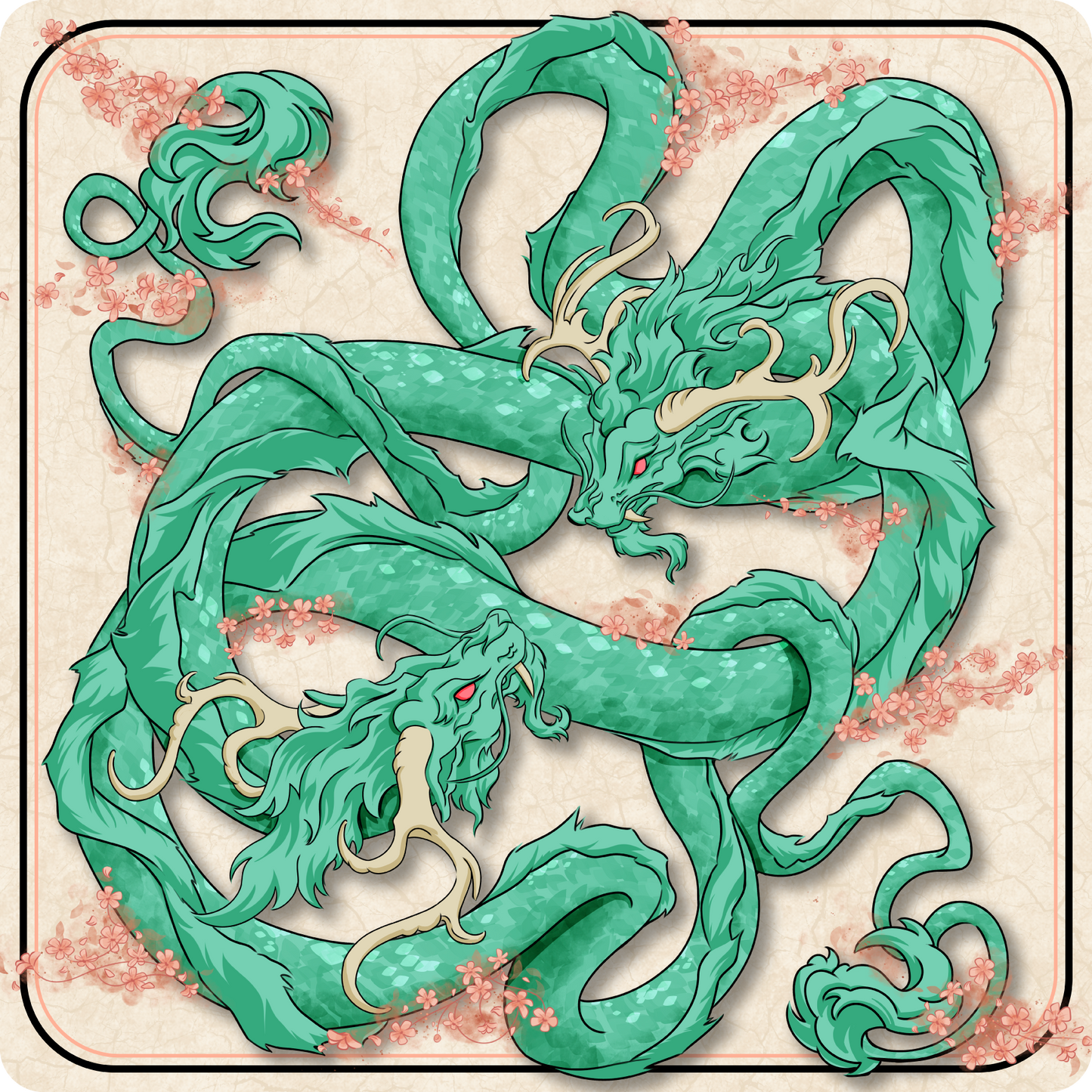 Jade Twin Sovereigns — Prestige Two-Player Playmat (25″ × 25″)