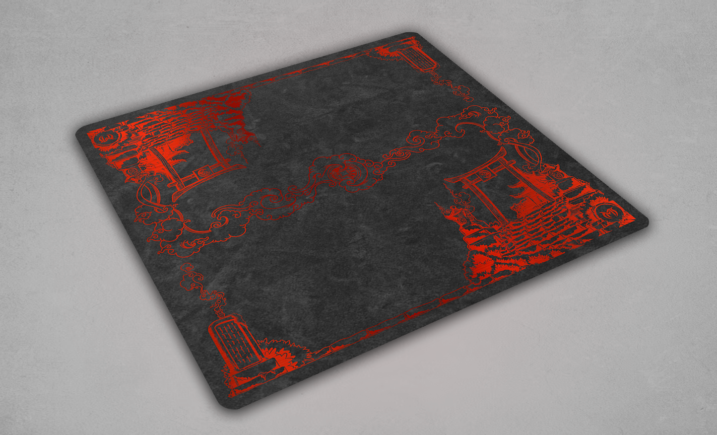 The Shrine — Crimson Omen | Prestige Two-Player Playmat (25" × 25")