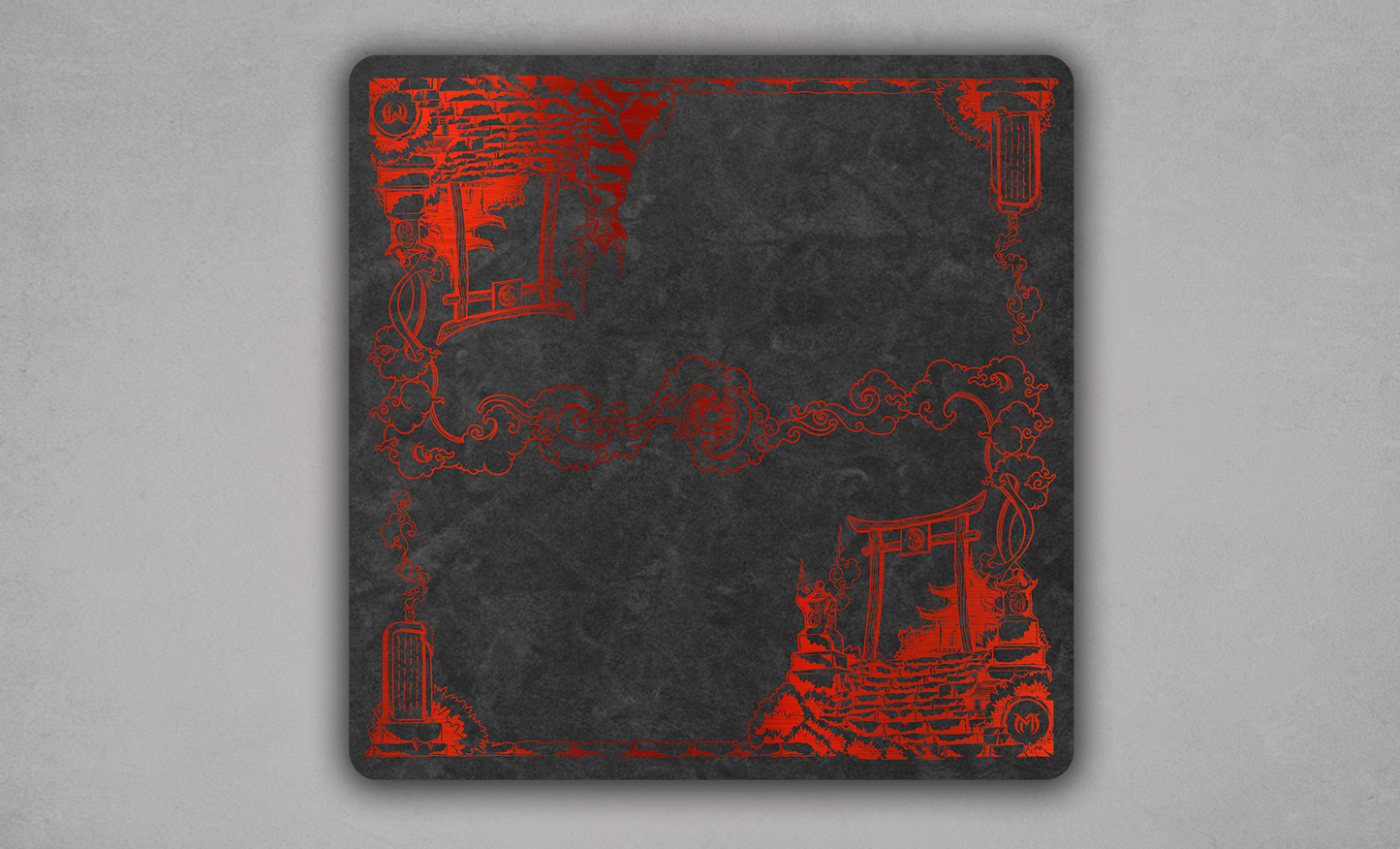 The Shrine — Crimson Omen | Prestige Two-Player Playmat (25" × 25")